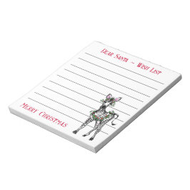 Weihnachtszebra, Weihnachtswunschliste des Weihnac Notizblock