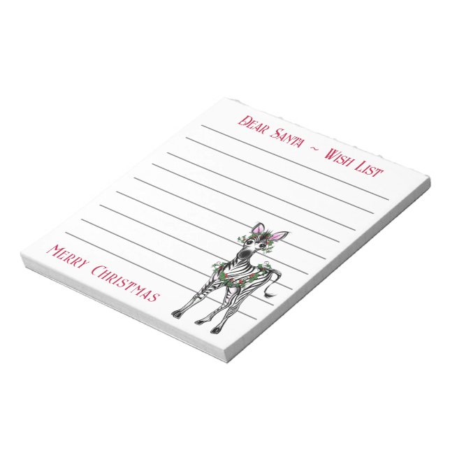 Weihnachtszebra, Weihnachtswunschliste des Weihnac Notizblock (Rotiert)