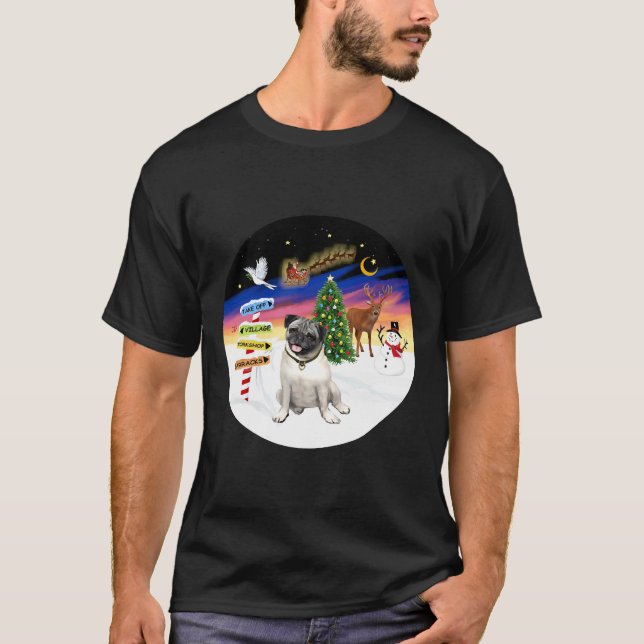 Weihnachtszeichen mit einem Mops 805 T-Shirt (Vorderseite)