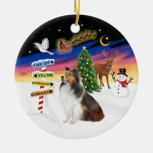 Weihnachtszeichen - Shetland-Schäferhund (L) Keramik Ornament