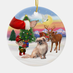 Weihnachtszeichen - Tibet Spaniel Keramik Ornament