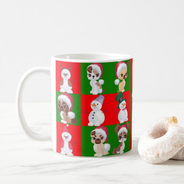 Weihnachtszeichen Wiederholung Muster Kaffeetasse (Mit Donut)