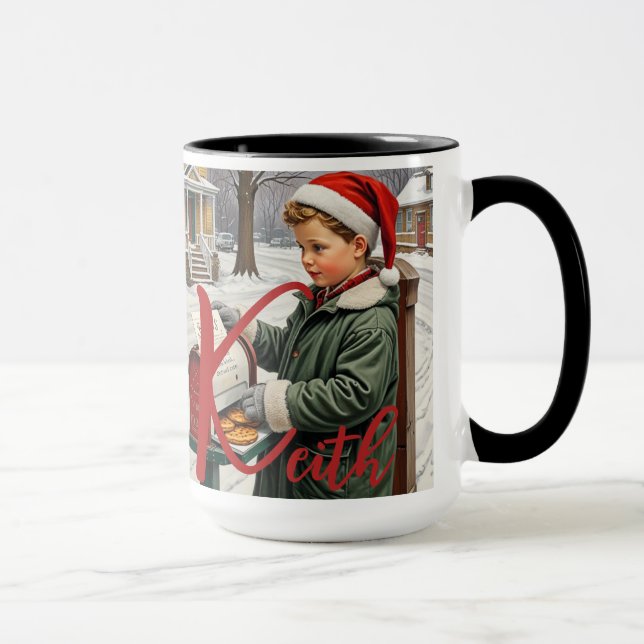 Weihnachtszeit Alphabet Anpassbare Tasse (Rechts)