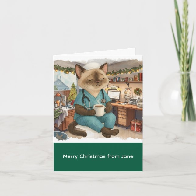 Weihnachtszeit am Arbeitsplatz Karte (Vorderseite)