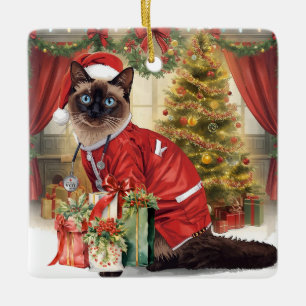 Weihnachtszeit am Arbeitsplatz Keramikornament
