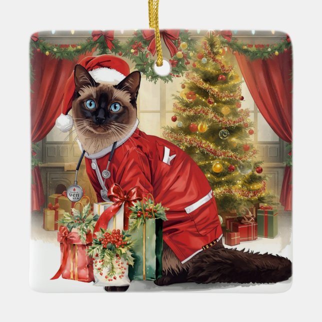 Weihnachtszeit am Arbeitsplatz Keramikornament (Vorderseite)