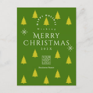 Weihnachtszeit Bäume Geschäft Logo Dunkelgrün Postkarte