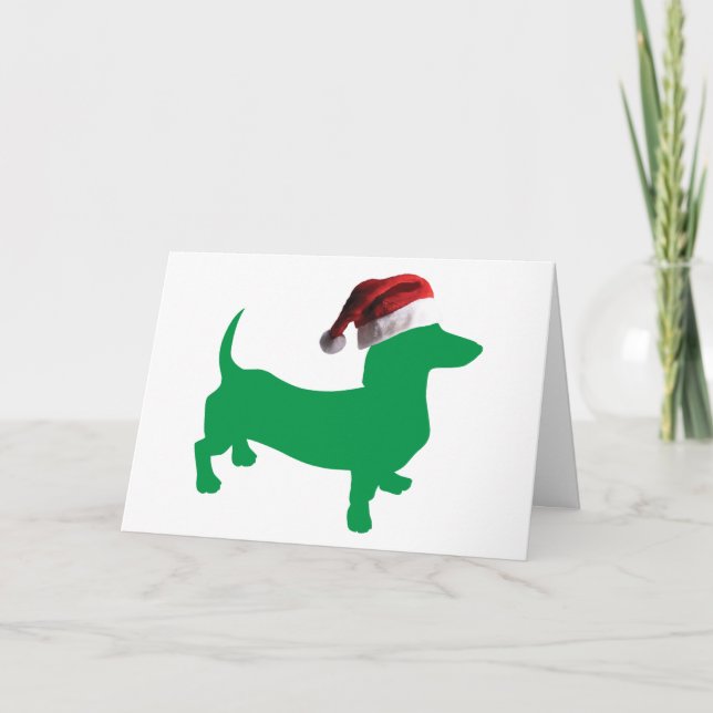 Weihnachtszeit-Dackel Feiertagskarte (Vorderseite)