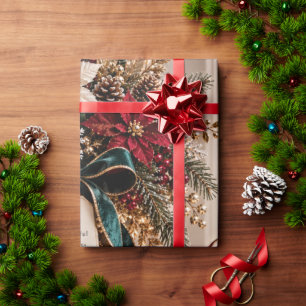 Weihnachtszeit der Segnungen Burgunderrot Geschenkpapier