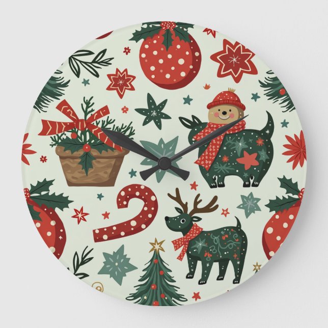 Weihnachtszeit Große Wanduhr (Vorderseite)