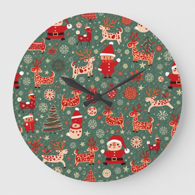 Weihnachtszeit Große Wanduhr (Vorderseite)