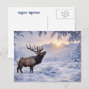 Weihnachtszeit Gruß Elk Schnee Feiertagspostkarte