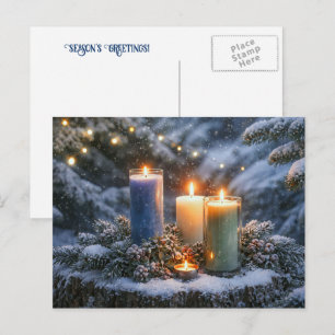 Weihnachtszeit Grüße Kerzen Schnee Feiertagspostkarte