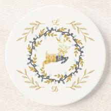 Weihnachtszeit Hirsch Gelb Creme Sandstein