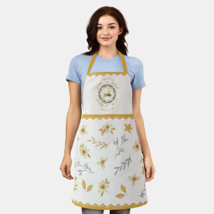 Weihnachtszeit Hirsch Gelbe Creme Floral Schürze