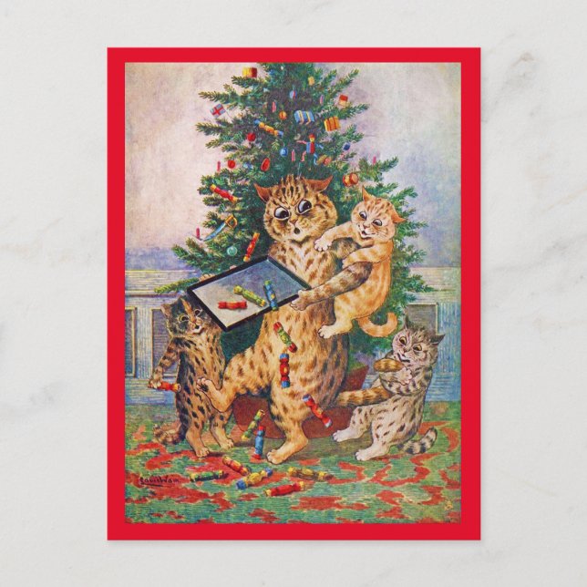 Weihnachtszeit in Catland, Louis Wain Postcard Postkarte (Vorderseite)