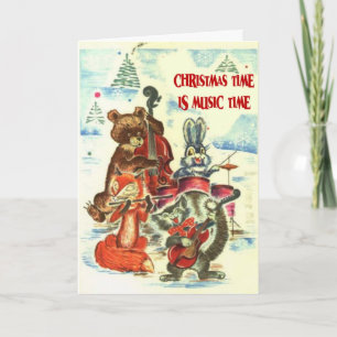 Weihnachtszeit ist Musikzeit, Tierband Feiertagskarte