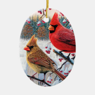 Weihnachtszeit-Kardinal Keramik Ornament