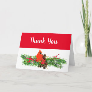 Weihnachtszeit Kardinal und Grünzeug Danke Karte