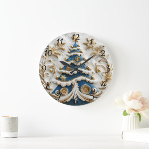 Weihnachtszeit mit Baum funkeln. Große Wanduhr