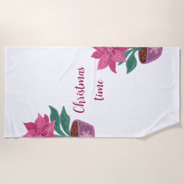 Weihnachtszeit Poinsettia im Blume Strandtuch (Vorderseite)