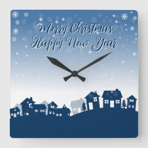 Weihnachtszeit Quadratische Wanduhr