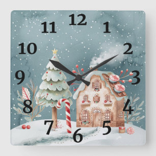 Weihnachtszeit Quadratische Wanduhr