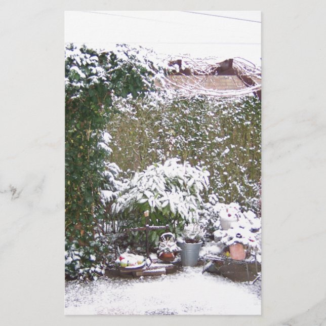Weihnachtszeit, Schnee im Garten Briefpapier (Vorderseite)