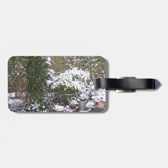 Weihnachtszeit, Schnee im Garten Gepäckanhänger (Rückseite horizontal)