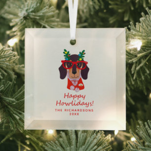 Weihnachtszeit Süßer Lustiger Hund Feiertagsbaum D Ornament Aus Glas