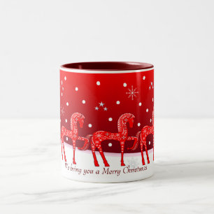 Weihnachtszeit-Tasse mit niedlichen Pferden und So Zweifarbige Tasse