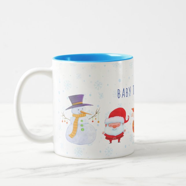 Weihnachtszeit-Tasse mit süße Tier-Freunden Zweifarbige Tasse (Links)