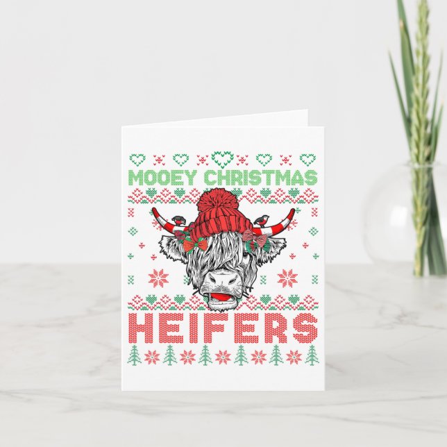 Weihnachtszeit Ugly Sweater Highland Kuh Liebe Er Karte (Vorderseite)