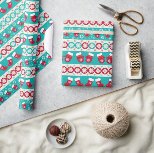 Weihnachtszeit Winter Strumpf Schnee Geschenkpapier