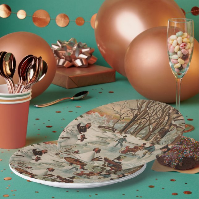 Weihnachtszeitseis Skaten Pappteller (Multi)