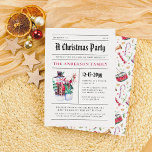 Weihnachtszeitung | Fun Snowman Holiday Party Einladung<br><div class="desc">Lesen Sie alles darüber! Treten Sie ein in die Zeit mit dieser lustigen und festlichen Weihnachtsfeier-Party Einladung im Zeitungsstil! Ganz oben auf der Einladung wird "Ein Weihnachtsgebäck" in Vintager schwarzer Schrift gedruckt, gefolgt von Ihrem Familiennamen in fett rot. Auf der links Seite befindet sich neben allen Einzelheiten des Party eine...</div>
