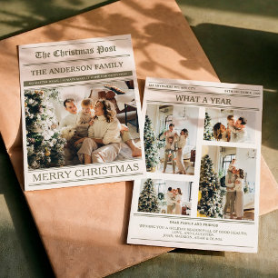 Weihnachtszeitung Olivgrün Foto Was für ein Jahr Feiertagskarte
