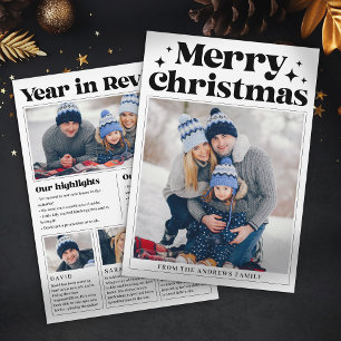 Weihnachtszeitungs-Jahresrückblick Familienfoto Feiertagskarte
