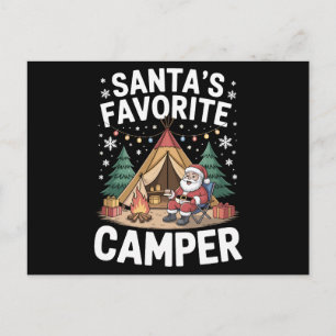 Weihnachtszeltlagerfeuer von Santas Lieblingscampe Feiertagspostkarte