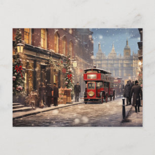 Weihnachtszene in London Postkarte