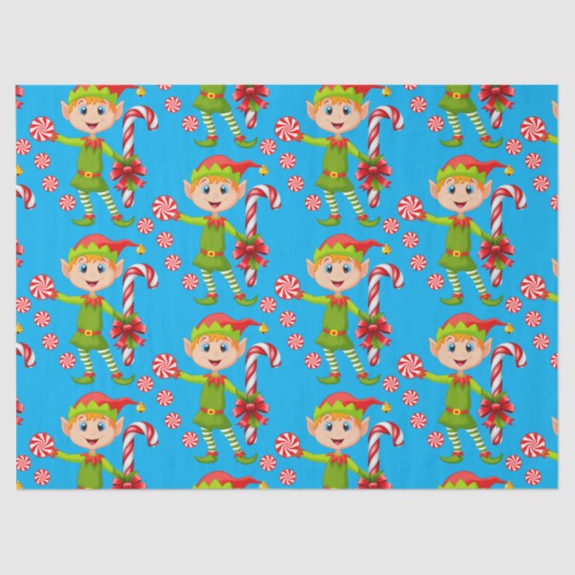 Weihnachtszettel Elf Peppermint Seidenpapier (Vorderseite)