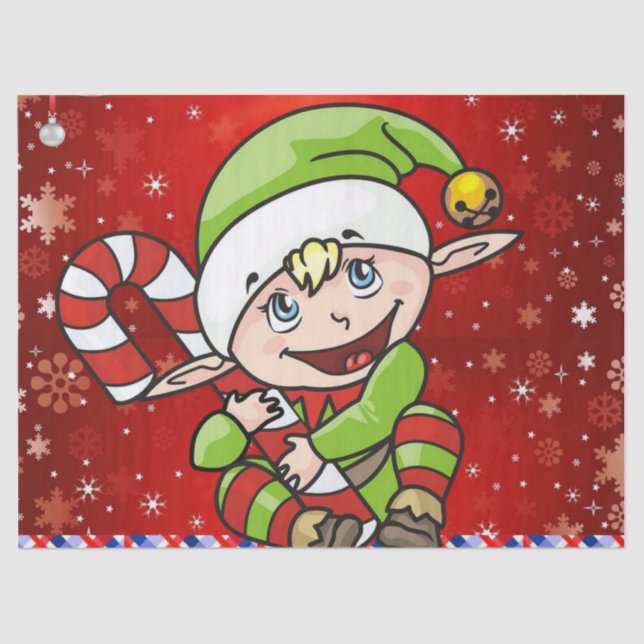 Weihnachtszettel, Elf Seidenpapier (Vorderseite)