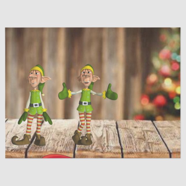 Weihnachtszettel, Elf Seidenpapier (Vorderseite)