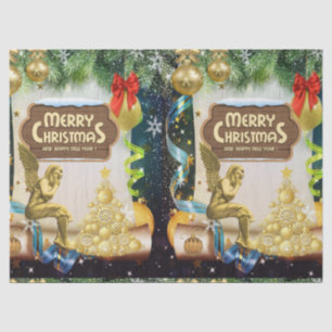 Weihnachtszettel, Frohe Weihnachten, Engel Seidenpapier