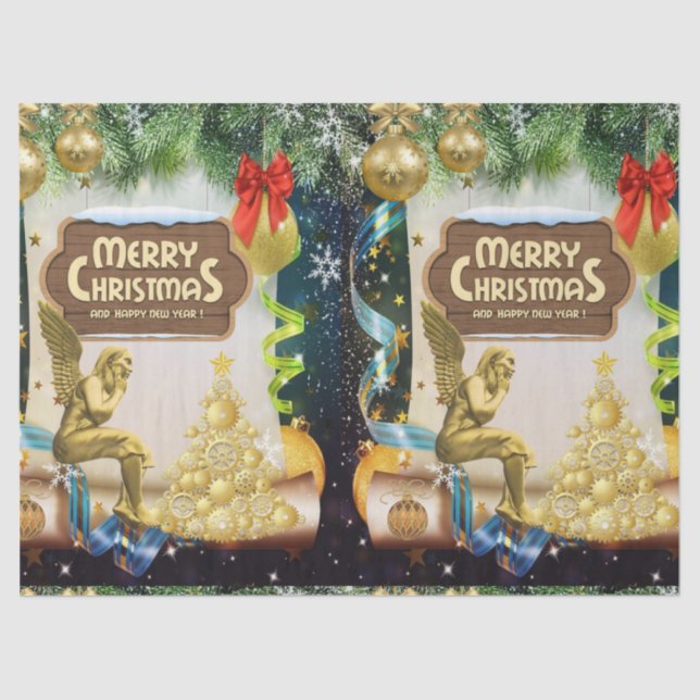 Weihnachtszettel, Frohe Weihnachten, Engel Seidenpapier (Vorderseite)