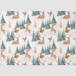 Weihnachtszettel für niedliche Waldtiere Seidenpapier