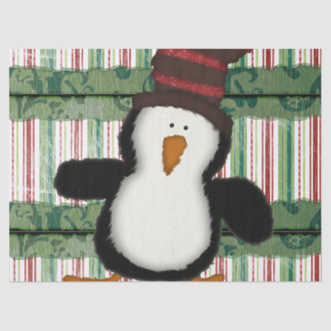 Weihnachtszettel Pinguin Seidenpapier (Vorderseite)