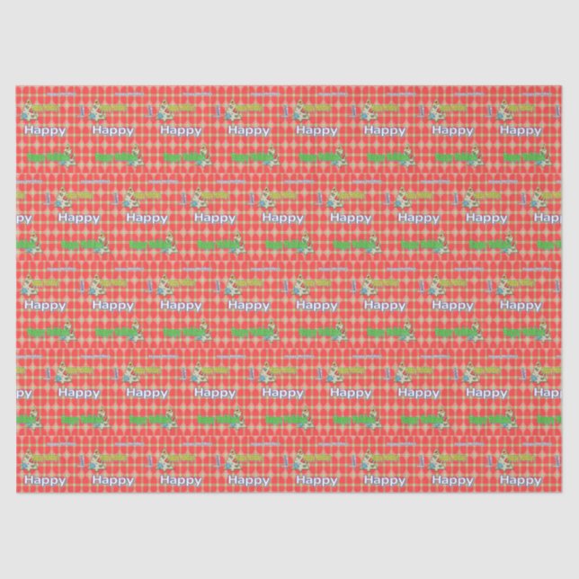 Weihnachtszettel Roter Happy Holidays Seidenpapier (Vorderseite)