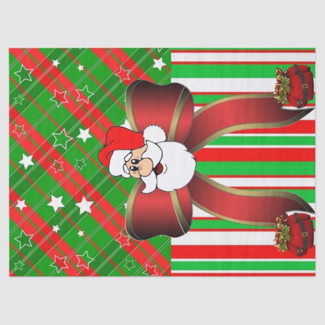 Weihnachtszettel Santa Stripe Seidenpapier (Vorderseite)