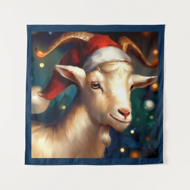 Weihnachtsziege 1 wandteppich (Vorderseite)